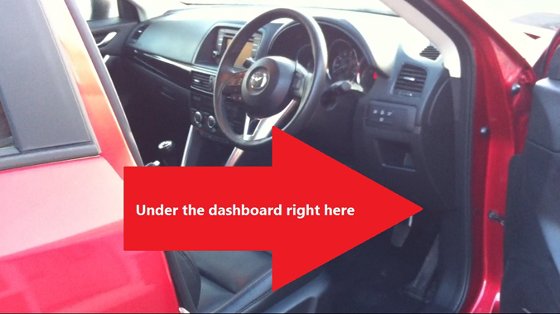 Mazda CX-5 OBD2 diagnostic port plug picture location