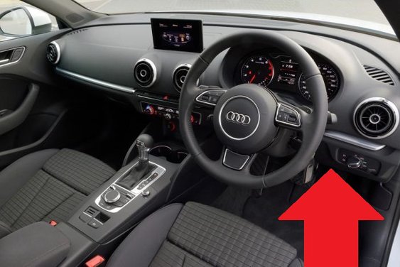 Audi A3 8V diagnostic obd2 port location picture